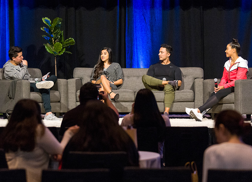 Panel on stage at Social Media Influencers event