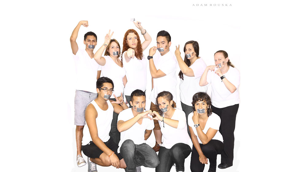 CSUN students pose for a photo at the NOH8 event