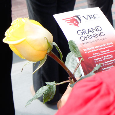 Rose and program at the Veterans Resource Center Grand Opening