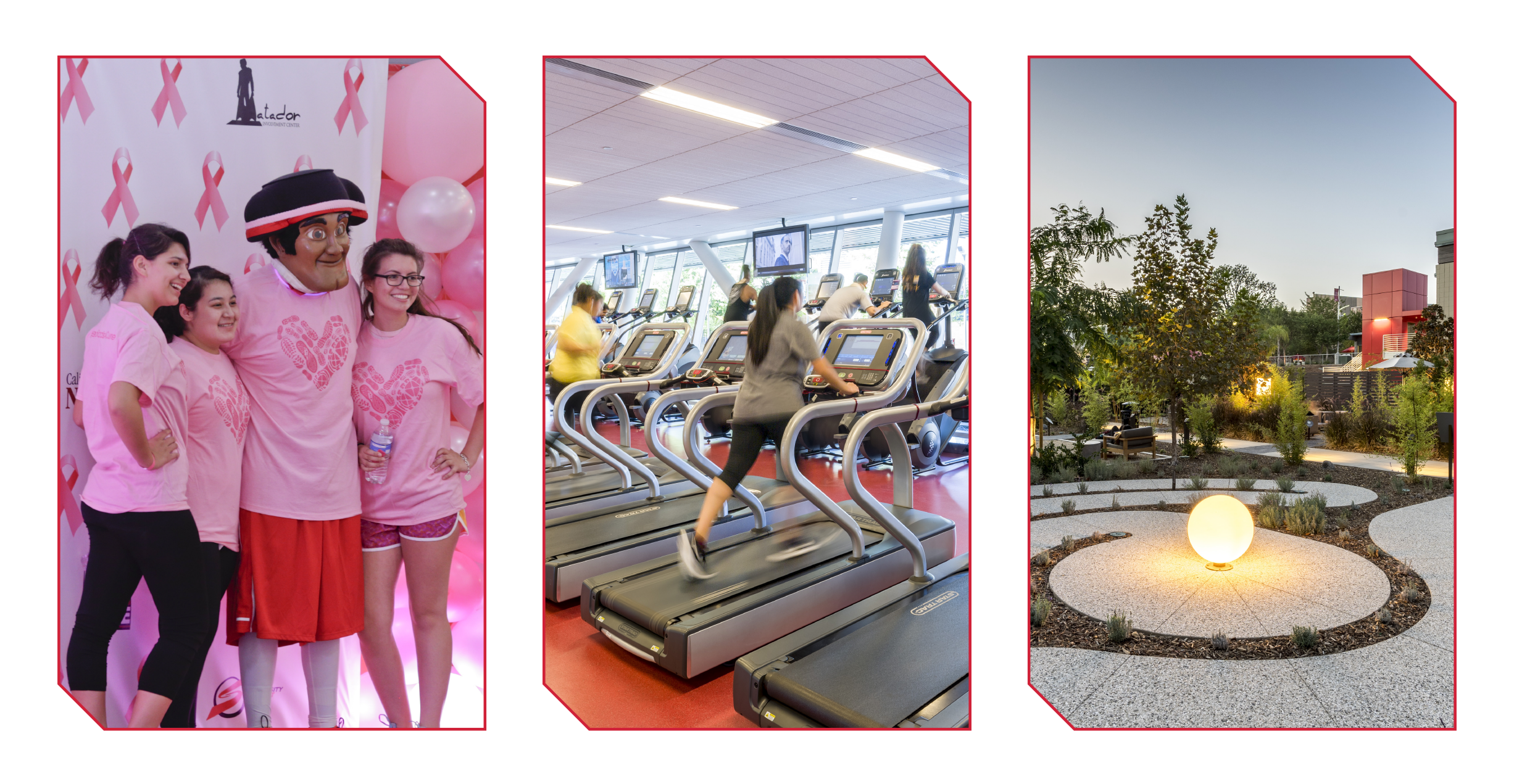 Images of Zumbathon, fitness equipment and Oasis Wellness Center